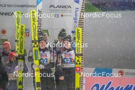 26.02.2023, Planica, Slovenia (SLO): Ema Klinec (SLO), Nika Kriznar (SLO), (l-r)  - FIS nordic world ski championships ski jumping men, mixed team HS100, Planica (SLO). www.nordicfocus.com. © Thibaut/NordicFocus. Every downloaded picture is fee-liable.
