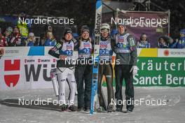 26.02.2023, Planica, Slovenia (SLO): Ema Klinec (SLO), Nika Kriznar (SLO), Anze Lanisek (SLO), Timi Zajc (SLO), (l-r)  - FIS nordic world ski championships ski jumping men, mixed team HS100, Planica (SLO). www.nordicfocus.com. © Thibaut/NordicFocus. Every downloaded picture is fee-liable.