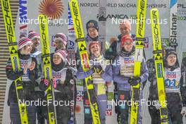 26.02.2023, Planica, Slovenia (SLO): Anna Odine Stroem (NOR), Johann Andre Forfang (NOR), Thea Minyan Bjoerseth (NOR), Halvor Egner Granerud (NOR) - FIS nordic world ski championships ski jumping men, mixed team HS100, Planica (SLO). www.nordicfocus.com. © Thibaut/NordicFocus. Every downloaded picture is fee-liable.