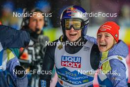 26.02.2023, Planica, Slovenia (SLO): Andreas Wellinger (GER), Katharina Althaus (GER), (l-r) - FIS nordic world ski championships ski jumping men, mixed team HS100, Planica (SLO). www.nordicfocus.com. © Thibaut/NordicFocus. Every downloaded picture is fee-liable.