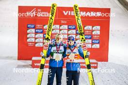 26.11.2023, Ruka, Finland (FIN): Jan Hoerl (AUT), Stefan Kraft (AUT), (l-r)  - FIS world cup ski jumping men, individual HS142, Ruka (FIN). www.nordicfocus.com. © Thibaut/NordicFocus. Every downloaded picture is fee-liable.