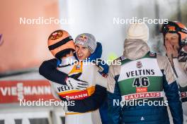 26.11.2023, Ruka, Finland (FIN): Stefan Kraft (AUT), Daniel Tschofenig (AUT), (l-r)  - FIS world cup ski jumping men, individual HS142, Ruka (FIN). www.nordicfocus.com. © Thibaut/NordicFocus. Every downloaded picture is fee-liable.