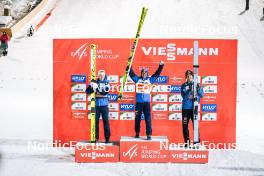 26.11.2023, Ruka, Finland (FIN): Jan Hoerl (AUT), Stefan Kraft (AUT), Andreas Wellinger (GER), (l-r) - FIS world cup ski jumping men, individual HS142, Ruka (FIN). www.nordicfocus.com. © Thibaut/NordicFocus. Every downloaded picture is fee-liable.