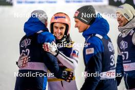 03.12.2023, Lillehammer, Norway (NOR): Daniel Tschofenig (AUT), Stefan Kraft (AUT), Daniel Huber (AUT), Michael Hayboeck (AUT), (l-r)  - FIS world cup ski jumping men, individual HS140, Lillehammer (NOR). www.nordicfocus.com. © Thibaut/NordicFocus. Every downloaded picture is fee-liable.