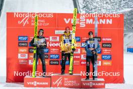 10.12.2023, Klingenthal, Germany (GER): Gregor Deschwanden (SUI), Karl Geiger (GER), Andreas Wellinger (GER), (l-r) - FIS world cup ski jumping men, individual HS140, Klingenthal (GER). www.nordicfocus.com. © Thibaut/NordicFocus. Every downloaded picture is fee-liable