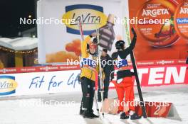 10.12.2023, Klingenthal, Germany (GER): Karl Geiger (GER), Gregor Deschwanden (SUI), (l-r)  - FIS world cup ski jumping men, individual HS140, Klingenthal (GER). www.nordicfocus.com. © Thibaut/NordicFocus. Every downloaded picture is fee-liable