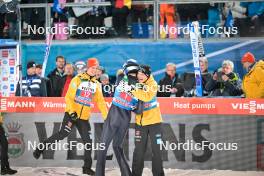 29.12.2023, Oberstdorf, Germany (GER): Stephan Leyhe (GER), Andreas Wellinger (GER), Philipp Raimund (GER), (l-r) - FIS world cup ski jumping men, four hills tournament, individual HS137, Oberstdorf (GER). www.nordicfocus.com. © Reichert/NordicFocus. Every downloaded picture is fee-liable.