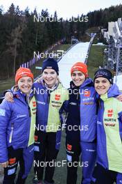 01.01.2023, Ljubno, Slovenia (SLO): Katharina Althaus (GER), Pauline Hessler (GER), Selina Freitag (GER), Luisa Goerlich (GER), (l-r) - FIS world cup ski jumping women, individual HS94, Ljubno (SLO). www.nordicfocus.com. © Manzoni/NordicFocus. Every downloaded picture is fee-liable.