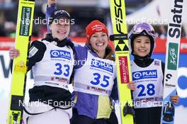 04.02.2023, Willingen, Germany (GER): Ema Klinec (SLO) Katharina Althaus (GER), Sara Takanashi (JPN), (l-r) - FIS world cup ski jumping women, individual HS147, Willingen (GER). www.nordicfocus.com. © Thibaut/NordicFocus. Every downloaded picture is fee-liable