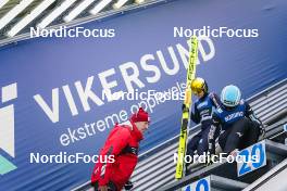 19.03.2023, Vikersund, Norway (NOR): Anna Rupprecht (GER), Yuki Ito (JPN), (l-r)  - FIS ski flying women, individual HS240, Vikersund (NOR). www.nordicfocus.com. © Thibaut/NordicFocus. Every downloaded picture is fee-liable.
