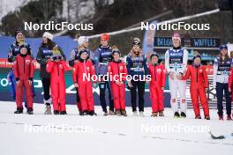19.03.2023, Vikersund, Norway (NOR): Nika Kriznar (SLO), Abigail Strate (CAN), Eva Pinkelnig (AUT), Selina Freitag (GER), Chiara Kreuzer (AUT), Anna Odine Stroem (NOR), Jenny Rautionaho (FIN), (l-r)  - FIS ski flying women, individual HS240, Vikersund (NOR). www.nordicfocus.com. © Thibaut/NordicFocus. Every downloaded picture is fee-liable.