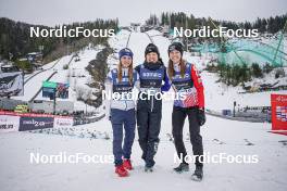 19.03.2023, Vikersund, Norway (NOR): Jenny Rautionaho (FIN), Yuki Ito (JPN), Josephine Pagnier (FRA), (l-r)  - FIS ski flying women, individual HS240, Vikersund (NOR). www.nordicfocus.com. © Thibaut/NordicFocus. Every downloaded picture is fee-liable.