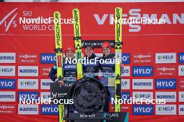 19.03.2023, Vikersund, Norway (NOR): Katharina Althaus (GER), Ema Klinec (SLO), Selina Freitag (GER), (l-r)  - FIS ski flying women, individual HS240, Vikersund (NOR). www.nordicfocus.com. © Thibaut/NordicFocus. Every downloaded picture is fee-liable.