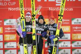 24.03.2023, Lahti, Finland (FIN): Anna Odine Stroem (NOR), Yuki Ito (JPN), Katharina Althaus (GER), (l-r) - FIS world cup ski jumping women, individual HS130, Lahti (FIN). www.nordicfocus.com. © Thibaut/NordicFocus. Every downloaded picture is fee-liable.