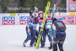 25.02.2023, Planica, Slovenia (SLO): Anna Rupprecht (GER), Selina Freitag (GER), Katharina Althaus (GER), Luisa Goerlich (GER), (l-r) - FIS nordic world ski championships ski jumping women, team HS100, Planica (SLO). www.nordicfocus.com. © Thibaut/NordicFocus. Every downloaded picture is fee-liable.