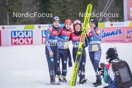 25.02.2023, Planica, Slovenia (SLO): Anna Rupprecht (GER), Selina Freitag (GER), Luisa Goerlich (GER), Katharina Althaus (GER), (l-r)  - FIS nordic world ski championships ski jumping women, team HS100, Planica (SLO). www.nordicfocus.com. © Thibaut/NordicFocus. Every downloaded picture is fee-liable.