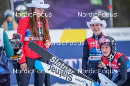 25.02.2023, Planica, Slovenia (SLO): (l-r)  - FIS nordic world ski championships ski jumping women, team HS100, Planica (SLO). www.nordicfocus.com. © Thibaut/NordicFocus. Every downloaded picture is fee-liable.