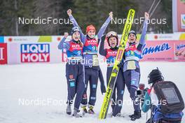 25.02.2023, Planica, Slovenia (SLO): Anna Rupprecht (GER), Selina Freitag (GER), Katharina Althaus (GER), Luisa Goerlich (GER), (l-r)  - FIS nordic world ski championships ski jumping women, team HS100, Planica (SLO). www.nordicfocus.com. © Thibaut/NordicFocus. Every downloaded picture is fee-liable.