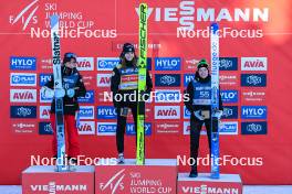 03.12.2023, Lillehammer, Norway (NOR): Alexandria Loutitt (CAN), Josephine Pagnier (FRA), Eirin Maria Kvandal (NOR), (l-r) - FIS world cup ski jumping women, individual HS140, Lillehammer (NOR). www.nordicfocus.com. © Authamayou/NordicFocus. Every downloaded picture is fee-liable.