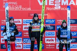 03.12.2023, Lillehammer, Norway (NOR): Alexandria Loutitt (CAN), Josephine Pagnier (FRA), Eirin Maria Kvandal (NOR), (l-r) - FIS world cup ski jumping women, individual HS140, Lillehammer (NOR). www.nordicfocus.com. © Authamayou/NordicFocus. Every downloaded picture is fee-liable.