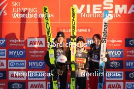 02.12.2023, Lillehammer, Norway (NOR): Josephine Pagnier (FRA), Yuki Ito (JPN), Alexandria Loutitt (CAN), (l-r) - FIS world cup ski jumping women, individual HS98, Lillehammer (NOR). www.nordicfocus.com. © Thibaut/NordicFocus. Every downloaded picture is fee-liable.