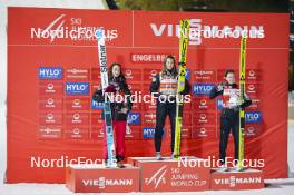 15.12.2023, Engelberg, Switzerland (SUI): Alexandria Loutitt (CAN), Josephine Pagnier (FRA), Ema Klinec (SLO), (l-r), (l-r) - FIS world cup ski jumping women, individual HS140, Engelberg (SUI). www.nordicfocus.com. © Thibaut/NordicFocus. Every downloaded picture is fee-liable