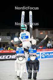 30.12.2023, Garmisch, Germany (GER): Ema Klinec (SLO), Nika Prevc (SLO), Nika Kriznar (SLO), (l-r) - FIS world cup ski jumping women, individual HS142, Garmisch (GER). www.nordicfocus.com. © Reichert/NordicFocus. Every downloaded picture is fee-liable