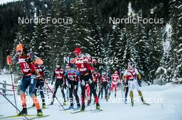 14.01.2023, Sexten, Italy (ITA): Stian Hoelgaard, Oskar Kardin, Tord Gjerdalen, Pedersen Eide, (l-r)  - Ski Classics Pustertaler Ski Marathon - Sexten (ITA). www.nordicfocus.com. © Vanzetta/NordicFocus. Every downloaded picture is fee-liable.