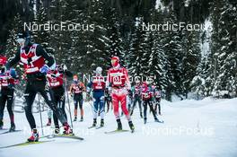 14.01.2023, Sexten, Italy (ITA): Francesco Ferrari, Isac Holmstroem, Thomas ¯degaarden, (l-r)  - Ski Classics Pustertaler Ski Marathon - Sexten (ITA). www.nordicfocus.com. © Vanzetta/NordicFocus. Every downloaded picture is fee-liable.