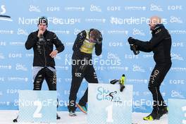 15.01.2023, Niederdorf, Italy (ITA): Persson Emil (SWE), Odegaarden Thomas (NOR), Gjerdalen Tord Asle (NOR), (l-r)  - Ski Classics Prato Piazza Mountain Challenge - Niederdorf (ITA). www.nordicfocus.com. © Vanzetta/NordicFocus. Every downloaded picture is fee-liable.