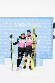 15.01.2023, Niederdorf, Italy (ITA): Hedenstroem Karolina (SWE), Riege Amund (NOR), (l-r)  - Ski Classics Prato Piazza Mountain Challenge - Niederdorf (ITA). www.nordicfocus.com. © Vanzetta/NordicFocus. Every downloaded picture is fee-liable.