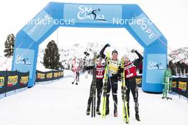 15.01.2023, Niederdorf, Italy (ITA): Persson Emil (SWE), ¯degaarden Thomas (NOR), Gjerdalen Tord Asle (NOR), (l-r)  - Ski Classics Prato Piazza Mountain Challenge - Niederdorf (ITA). www.nordicfocus.com. © Vanzetta/NordicFocus. Every downloaded picture is fee-liable.