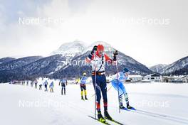 21.01.2023, Zuoz Switzerland (SUI): Anders Aukland (NOR), Jan Srail (CZE), (l-r) - Ski Classics La Diagonela, Zuoz (SUI). www.nordicfocus.com. © Reichert/NordicFocus. Every downloaded picture is fee-liable.