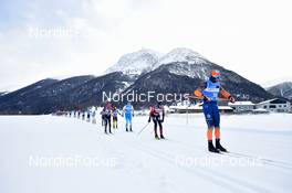 21.01.2023, Zuoz Switzerland (SUI): Anders Aukland (NOR), Jan Srail (CZE), Kasper Stadaas (NOR), Petter Stakston (NOR), (l-r) - Ski Classics La Diagonela, Zuoz (SUI). www.nordicfocus.com. © Reichert/NordicFocus. Every downloaded picture is fee-liable.