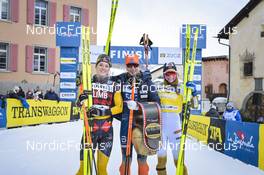 21.01.2023, Zuoz Switzerland (SUI): Emilie Fleten (NOR), Astrid Oeyre Slind (NOR), Magni Smedas (NOR), (l-r) - Ski Classics La Diagonela, Zuoz (SUI). www.nordicfocus.com. © Reichert/NordicFocus. Every downloaded picture is fee-liable.