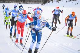 21.01.2023, Zuoz Switzerland (SUI): Josua Struebel (GER), Isac Holmstrom (FIN), (l-r) - Ski Classics La Diagonela, Zuoz (SUI). www.nordicfocus.com. © Reichert/NordicFocus. Every downloaded picture is fee-liable.