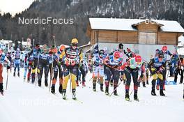 21.01.2023, Zuoz Switzerland (SUI): Emilie Fleten (NOR), Anikken Gjerde Alnaes (NOR), Linn Soemskar (SWE), (l-r) - Ski Classics La Diagonela, Zuoz (SUI). www.nordicfocus.com. © Reichert/NordicFocus. Every downloaded picture is fee-liable.