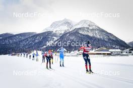 21.01.2023, Zuoz Switzerland (SUI): Anders Aukland (NOR), Jan Srail (CZE), Kasper Stadaas (NOR), (l-r) - Ski Classics La Diagonela, Zuoz (SUI). www.nordicfocus.com. © Reichert/NordicFocus. Every downloaded picture is fee-liable.