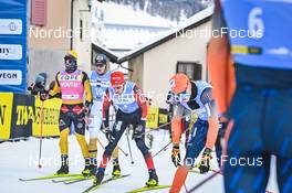 21.01.2023, Zuoz Switzerland (SUI): Amund Riege (NOR), Morten Eide Pedersen (NOR), Oskar Kardin (SWE), (l-r) - Ski Classics La Diagonela, Zuoz (SUI). www.nordicfocus.com. © Reichert/NordicFocus. Every downloaded picture is fee-liable.
