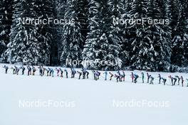 29.01.2023, Trentino, Italy (ITA): Group of starters racing feature - Ski Classics Marcialonga, Trentino (ITA). www.nordicfocus.com. © Vanzetta/NordicFocus. Every downloaded picture is fee-liable.