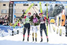 29.01.2023, Trentino, Italy (ITA): Magni Smedaas (NOR), Anikken Gjerde Alnaes (NOR), Jenny Larsson (SWE), (l-r) - Ski Classics Marcialonga, Trentino (ITA). www.nordicfocus.com. © Vanzetta/NordicFocus. Every downloaded picture is fee-liable.