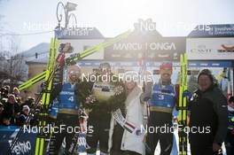 29.01.2023, Trentino, Italy (ITA): Emil Persson (SWE), Andreas Nygaard (NOR), Tord Asle Gjerdalen (NOR), (l-r) - Ski Classics Marcialonga, Trentino (ITA). www.nordicfocus.com. © Vanzetta/NordicFocus. Every downloaded picture is fee-liable.