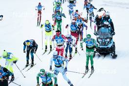 29.01.2023, Trentino, Italy (ITA): Sadurni Betriu (SPA), Morten Eide Pedersen (NOR), +107+, +165+, Lars Soerensen (NOR), (l-r) - Ski Classics Marcialonga, Trentino (ITA). www.nordicfocus.com. © Vanzetta/NordicFocus. Every downloaded picture is fee-liable.