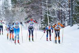 18.02.2023, Groenklitt, Sweden (SWE): Schuetzova Sandra (CZE), Larsson Jenny (SWE), Bangman Hedda (SWE), Roivas Kati (FIN), (l-r)  - Ski Classics Criterium Orsa Groenklitt - Groenklitt (SWE). www.nordicfocus.com. © Thibaut/NordicFocus. Every downloaded picture is fee-liable.