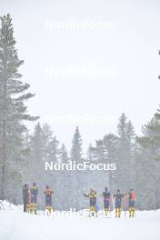 17.03.2023, Rena-Lillehammer, Norway (NOR): Lina Korsgren (SWE), Johannes Ekloef (SWE), Emilie Fleten (NOR), Herman Paus (NOR), Alfred Buskqvist (SWE), Amund Riege (NOR), (l-r) - Ski Classics Birkebeinerrennet, Rena-Lillehammer (NOR) - training. www.nordicfocus.com. © Reichert/NordicFocus. Every downloaded picture is fee-liable.