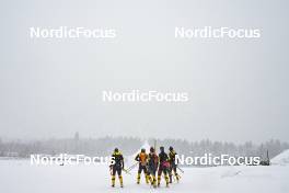 17.03.2023, Rena-Lillehammer, Norway (NOR): Herman Paus (NOR), Johannes Ekloef (SWE), Alfred Buskqvist (SWE), Emilie Fleten (NOR), Amund Riege (NOR), (l-r) - Ski Classics Birkebeinerrennet, Rena-Lillehammer (NOR) - training. www.nordicfocus.com. © Reichert/NordicFocus. Every downloaded picture is fee-liable.