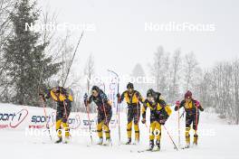 17.03.2023, Rena-Lillehammer, Norway (NOR): Alfred Buskqvist (SWE), Emilie Fleten (NOR), Amund Riege (NOR), Herman Paus (NOR), Johannes Ekloef (SWE), (l-r) - Ski Classics Birkebeinerrennet, Rena-Lillehammer (NOR) - training. www.nordicfocus.com. © Reichert/NordicFocus. Every downloaded picture is fee-liable.
