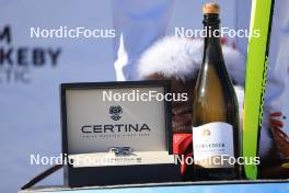01.04.2023, Setermoen-Bardufoss, Norway (NOR): Certina Watch and a bottle of champagne - Ski Classics Reistadlopet, Setermoen-Bardufoss (NOR). www.nordicfocus.com. © Manzoni/NordicFocus. Every downloaded picture is fee-liable.
