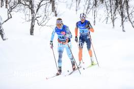 01.04.2023, Setermoen-Bardufoss, Norway (NOR): Rosie Brennan (USA), Astrid Oeyre Slind (NOR), (l-r) - Ski Classics Reistadlopet, Setermoen-Bardufoss (NOR). www.nordicfocus.com. © Manzoni/NordicFocus. Every downloaded picture is fee-liable.