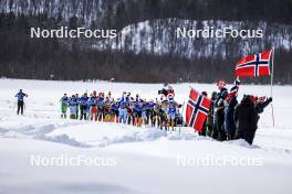 01.04.2023, Setermoen-Bardufoss, Norway (NOR): Hanna Sandholt Hansen (NOR), Jenny Larsson (SWE), Oda Nerdrum (NOR), Astrid Oeyre Slind (NOR), Rosie Brennan (USA), Karolina Hedenstroem (SWE), Ida Dahl (SWE), Anikken Gjerde Alnes (NOR), (l-r) - Ski Classics Reistadlopet, Setermoen-Bardufoss (NOR). www.nordicfocus.com. © Manzoni/NordicFocus. Every downloaded picture is fee-liable.